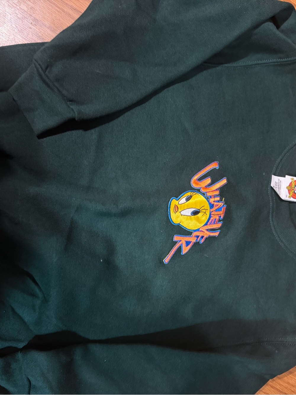 Vintage 90s Looney Tunes Tweety Bird "Whatever" kids Sweatshirt M 7-8